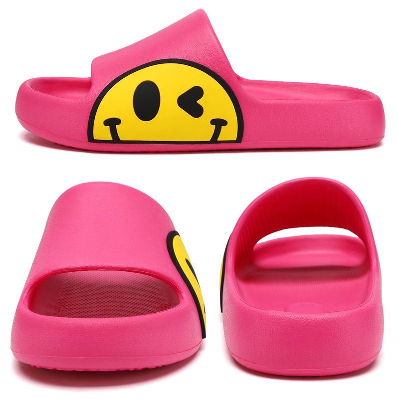 Guyarns Cloud Slides for Women,House Slippers Pillow Sandals for Women,EVA Anti-Slip Indoor &amp; Outdoor Garden Slides Smile Slippers Open Toe Spa Bath Pool Gym House Shower Shoes(Rose Red 37/38)