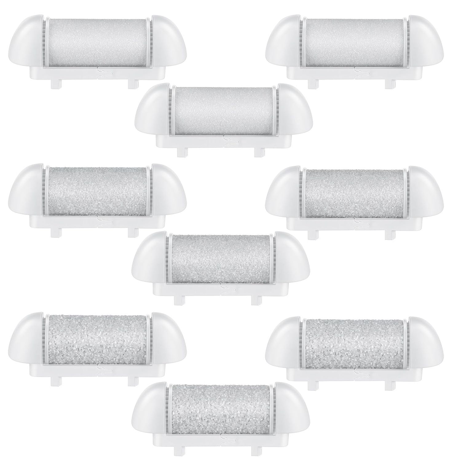 9 Pcs Different Replacement Roller Head for Electric Callus Remover Feet Pedicure Kit Care Foot Roller Refills Extra Coarse Regular Coarse Pedicure Tools for Dead Skin(White)
