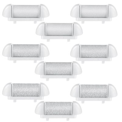 9 Pcs Different Replacement Roller Head for Electric Callus Remover Feet Pedicure Kit Care Foot Roller Refills Extra Coarse Regular Coarse Pedicure Tools for Dead Skin(White)