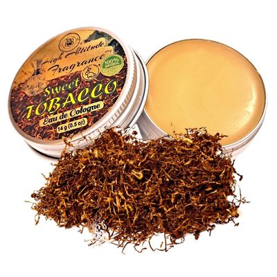 Sweet TOBACCO Cologne - Eau de Cologne - Solid Balm for Men - Aromatherapy Oils (Honeysuckle, Beeswax, Tobacco, Bergamot, Labdanum, Cinnamon, Vanilla, Hay, Oud) Natural Perfume Fragrance Travel -0.5oz
