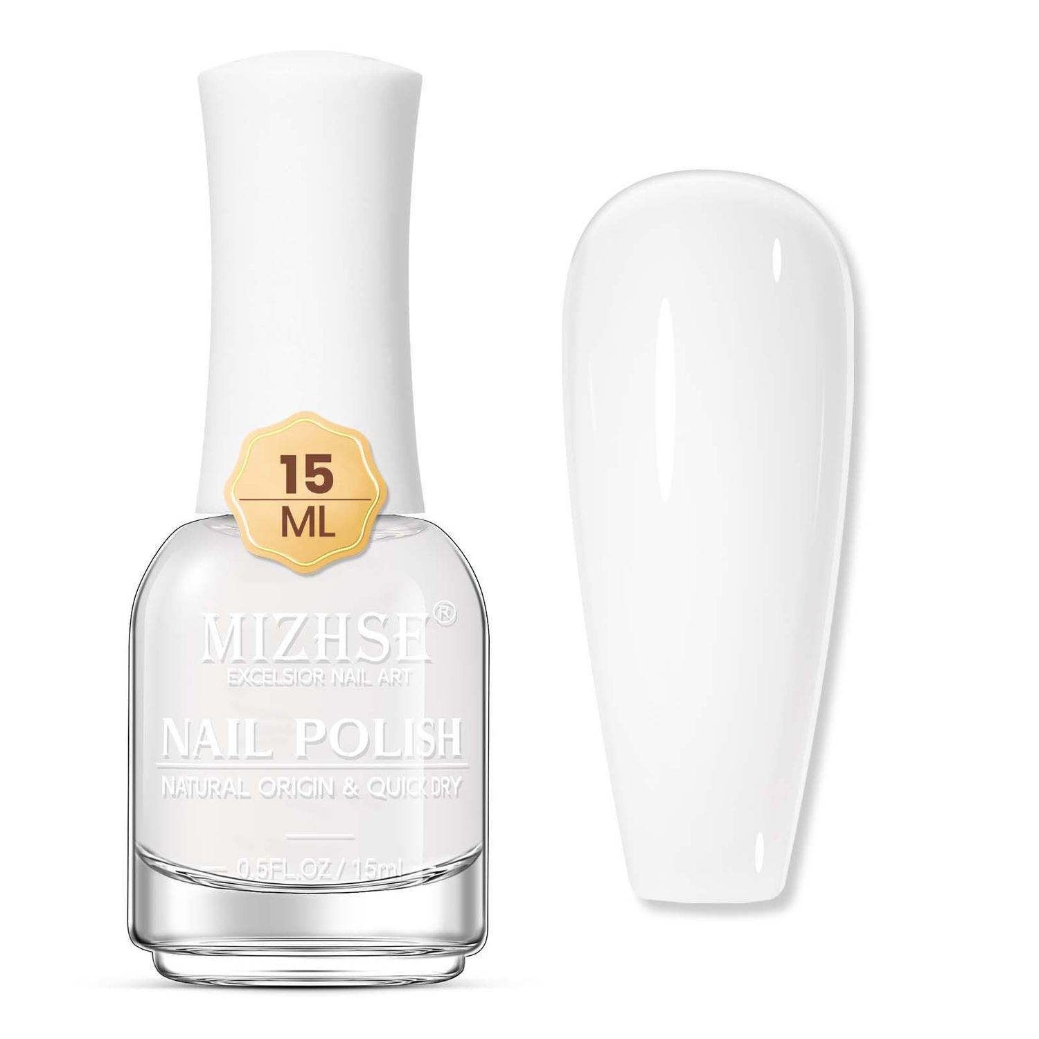 MIZHSE Quick Dry Nail Polish, Milky White Nail Polish Air Dry Fast, 15 ml Regular Water-based Nail Lacquer Non Gel Full Coverage High Glossy Shine Nail Art Manicure Home