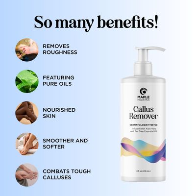 Exfoliating Callus Remover for Feet Care - Urea Foot Cream for Calluses and Dry Feet with Aloe and Tea Tree Essential Oil - Foot Callus Remover for Cracked Dead Corned and Rough Skin (8 Fl Oz)