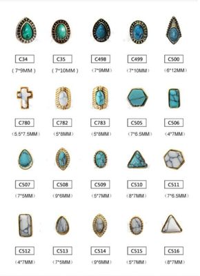 SIXAOAZZ 50 PCS Turquoise Nail Hanging Ornaments 3D Nail Art Supplies Nail Art Accessories Western Nail Hanging Ornaments Retro Nail Hanging Ornaments for Nail Art DIY, Small, Blue