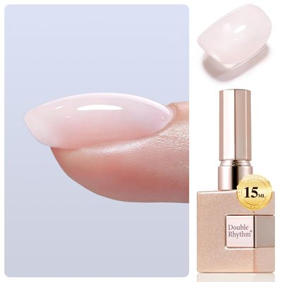 Double Rhythm Clear Gel Nail Polish 15ml Nail Strengthener Builder in a Bottle Nail Extension Hard Gel Soak Off Long Lasting UV Gel (Nude Pink 8 in 1-3)