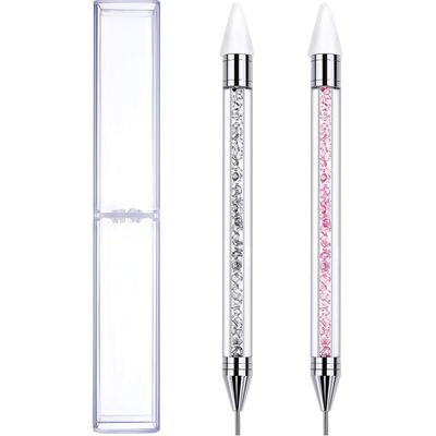 Tatuo 2 Pieces Rhinestone Picker Dotting Pen, Dual-ended Rhinestone Gems Crystals Studs Picker Wax Pencil Pen Crystal Beads Handle Manicure Nail Art DIY Decoration Tool (Pink, White)