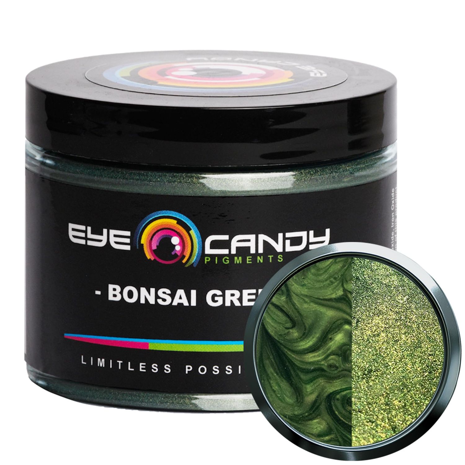 Eye Candy Pigments Premium Green Mica Powder - Bonsai Green (50gr) - for Epoxy, Resin, Soap, Paint, Woodworking, Acrylic Pouring, Bath Bombs, Fishing Lures - DIY Arts and Crafts Additive