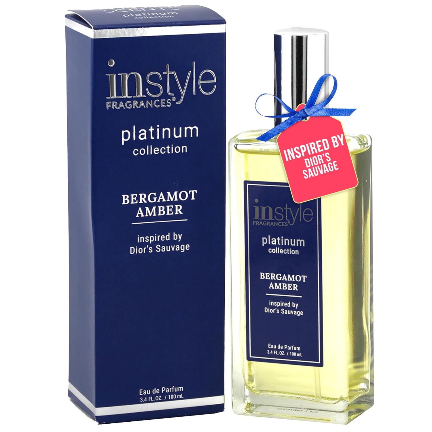 Instyle Fragrances | Platinum Collection | Bergamot Amber | Mens Eau de Parfum | CLEAN, Vegan, Paraben &amp; Phthalate Free | Never Tested on Animals | 3.4 Fl Oz