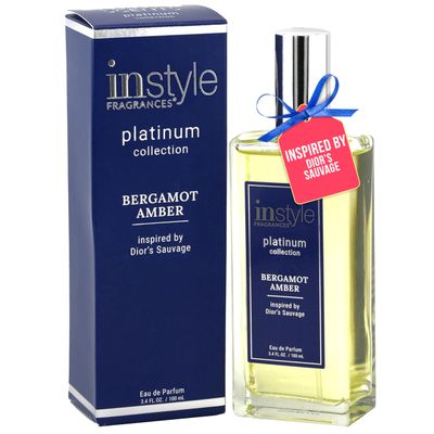 Instyle Fragrances | Platinum Collection | Bergamot Amber | Mens Eau de Parfum | CLEAN, Vegan, Paraben &amp; Phthalate Free | Never Tested on Animals | 3.4 Fl Oz