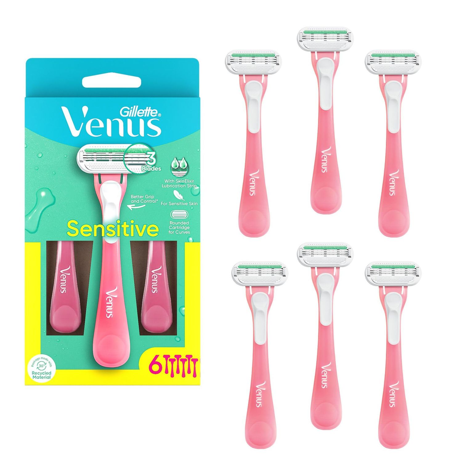 Gillette Venus Sensitive Womens Disposable Razors - 6 Pack
