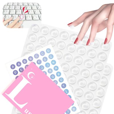 Nail Art Typing Stickers - Clear Comfortable Protection for Long Nails - Reusable Adhesive Long Nail Keyboard Cover Stickers for Typing and Gaming for Laptop PC Computer Notebook Desktop (Large)