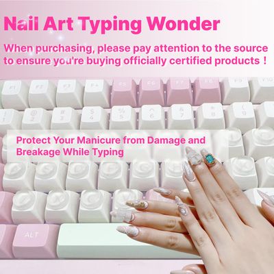 Nail Art Typing Stickers - Clear Comfortable Protection for Long Nails - Reusable Adhesive Long Nail Keyboard Cover Stickers for Typing and Gaming for Laptop PC Computer Notebook Desktop (Large)