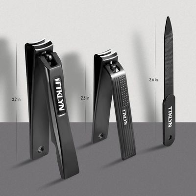Manicure Kit Nail Clippers with Nail File, 3 PCS Stainless Steel Zinc Alloy Fingernail and Toenail Clippers for Men &amp; Women, Black