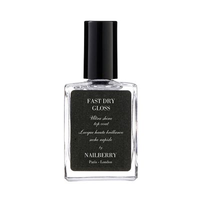 Nailberry Fast Dry Gloss Top Coat | Super-Fast Drying High Gloss Top Coat | Hard, Long-Lasting, Chip-Resistant Finish | Protects Against Fading &amp; Discoloration | Vegan &amp; Cruelty Free | 12-Free | 15 ml
