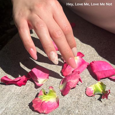 Heyhae Semi Cured Gel Nail Strips | No LED Lamp Needed | Easy Apply &amp; Remove, Salon Quality | Includes 28 Strips, 1 Prep Pads, Nail File &amp; Wooden stick - Hey, Love Me, Love Me Not
