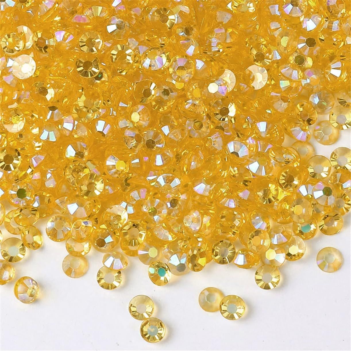 3000 Pieces SS6 2mm Flatback Rhinestones AB Clear Round Gems Crystals for Nail Art DIY Crafts Clothes Shoes Bags Transparent Golden Yellow AB