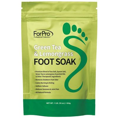 ForPro Professional Collection Green Tea &amp; Lemongrass Foot Soak with Sea &amp; Epsom Salt for Toenail Athletes, Stubborn Odor Scent, Softens Calluses &amp; Soothes Sore Tired Feet - 48 Ounces (3 1-lb Packs)
