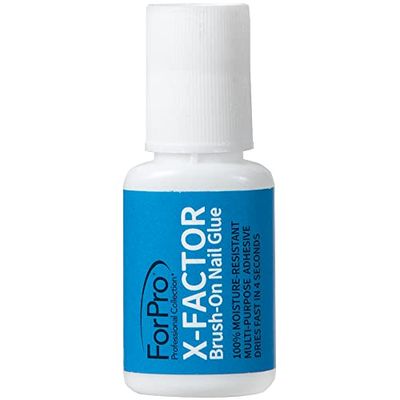 ForPro Professional Collection ForPro X-Factor Brush-On Nail Glue, Long-Lasting, Quick-Drying Nail Glue for Applying Artificial Nail Tips, 0.26 oz