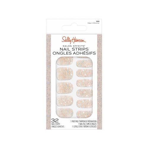 Sally Hansen Salon Effects, Make It Shimmer, Nail Strips, No UV Light Needed, No Dry Time, Long-Lasting, Non-Damaging, No Chipping