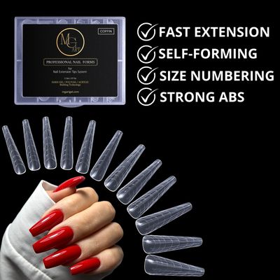 MGART Dual Nail Forms COFFIN Extension Structure Poly nail gel Nail Forms Full Cover Nail Molds 12 Sizes for Solid Nail Gel Glue Nail Art Design Salon&amp;DIY