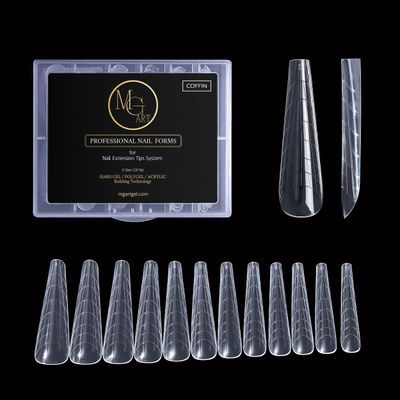 MGART Dual Nail Forms COFFIN Extension Structure Poly nail gel Nail Forms Full Cover Nail Molds 12 Sizes for Solid Nail Gel Glue Nail Art Design Salon&amp;DIY