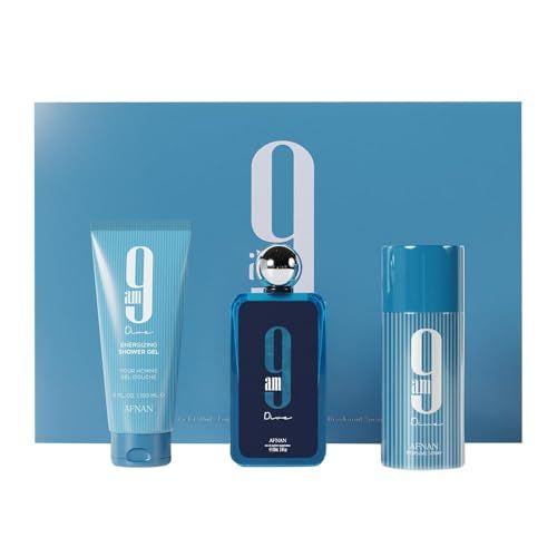 Afnan 9 Am Dive Perfume Gift Set - Eau De Parfum (3.4 Oz), Shower Gel (5.0 Oz), Deodorant (5.0 Oz)