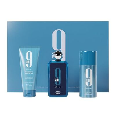 Afnan 9 Am Dive Perfume Gift Set - Eau De Parfum (3.4 Oz), Shower Gel (5.0 Oz), Deodorant (5.0 Oz)