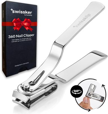 Swissklip Nail Clippers for Men &amp; Women | Finger Nail Clippers for Adult with 360 Degree Rotating Head I Fingernail Clippers for Women I Surgical-Grade Stainless Steel Material