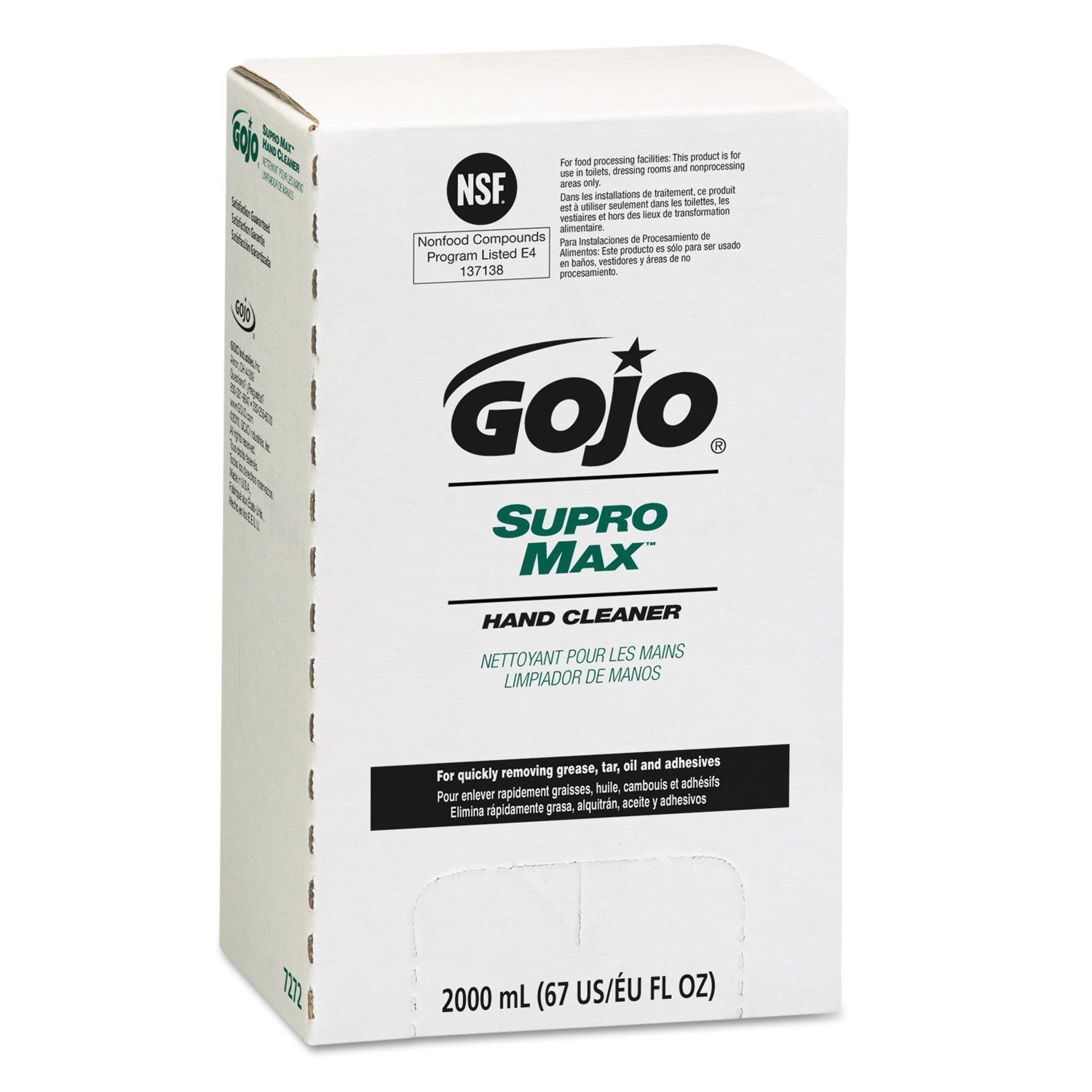 GOJO Supro Max Hand Cleaner, Unscented, 2,000 Ml Pouch
