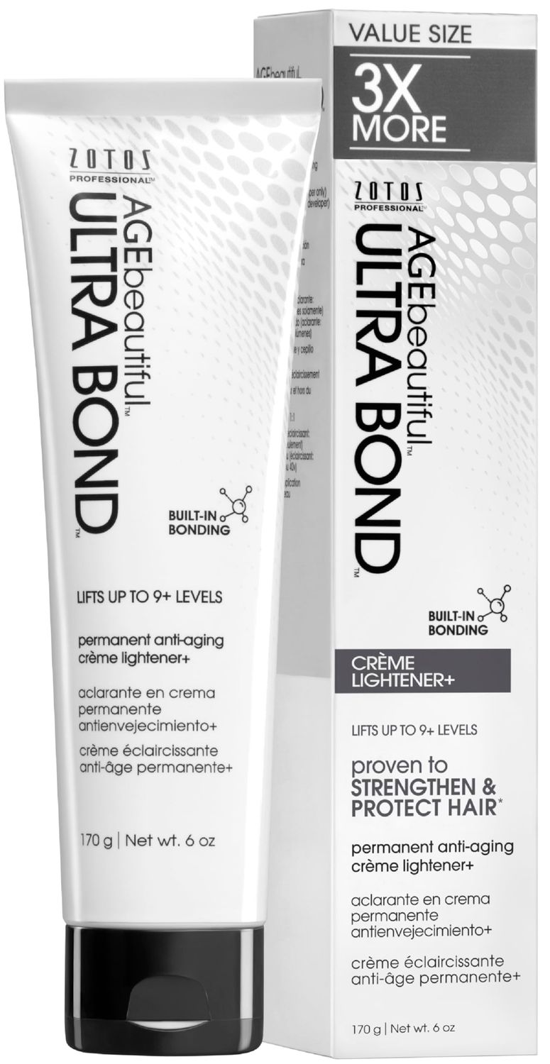 AGE beautiful Permanent Crme Hair Lightener with Ultra Bond Building | Strengthens, Protects &amp; Nourishes | Lifts up to 9 Levels | For Highlights &amp; Lightening | 6 Oz