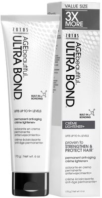 AGE beautiful Permanent Crme Hair Lightener with Ultra Bond Building | Strengthens, Protects &amp; Nourishes | Lifts up to 9 Levels | For Highlights &amp; Lightening | 6 Oz