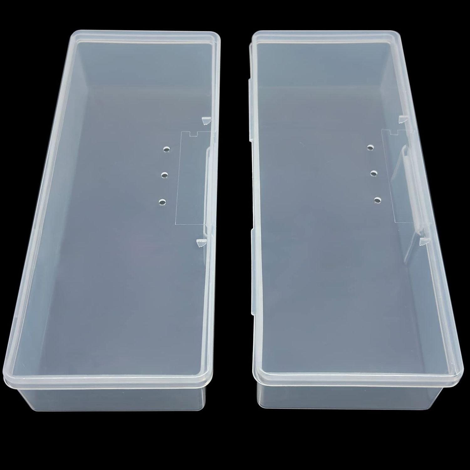 Sptcckare Clear Box Storage Case for Organizing Professional Pedicure Manicure Kit and Nail Supplies, Plastic Box Nail Art Kits Tools Organizer, 2-Count