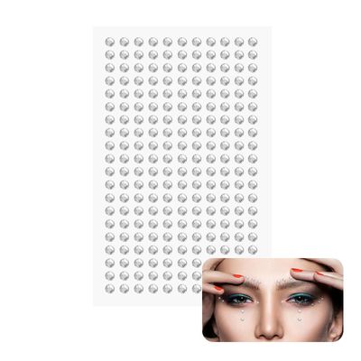 Medsuo 220pcs 4mm Rhinestone Stickers Face Gem Stickers Acrylic Glitter Self Adhesive Jewel Stickers Bling Body Gems Stick on Diamonds for Crafting, Eye, Nail, Party, Rave Festival, Make up (Silver)