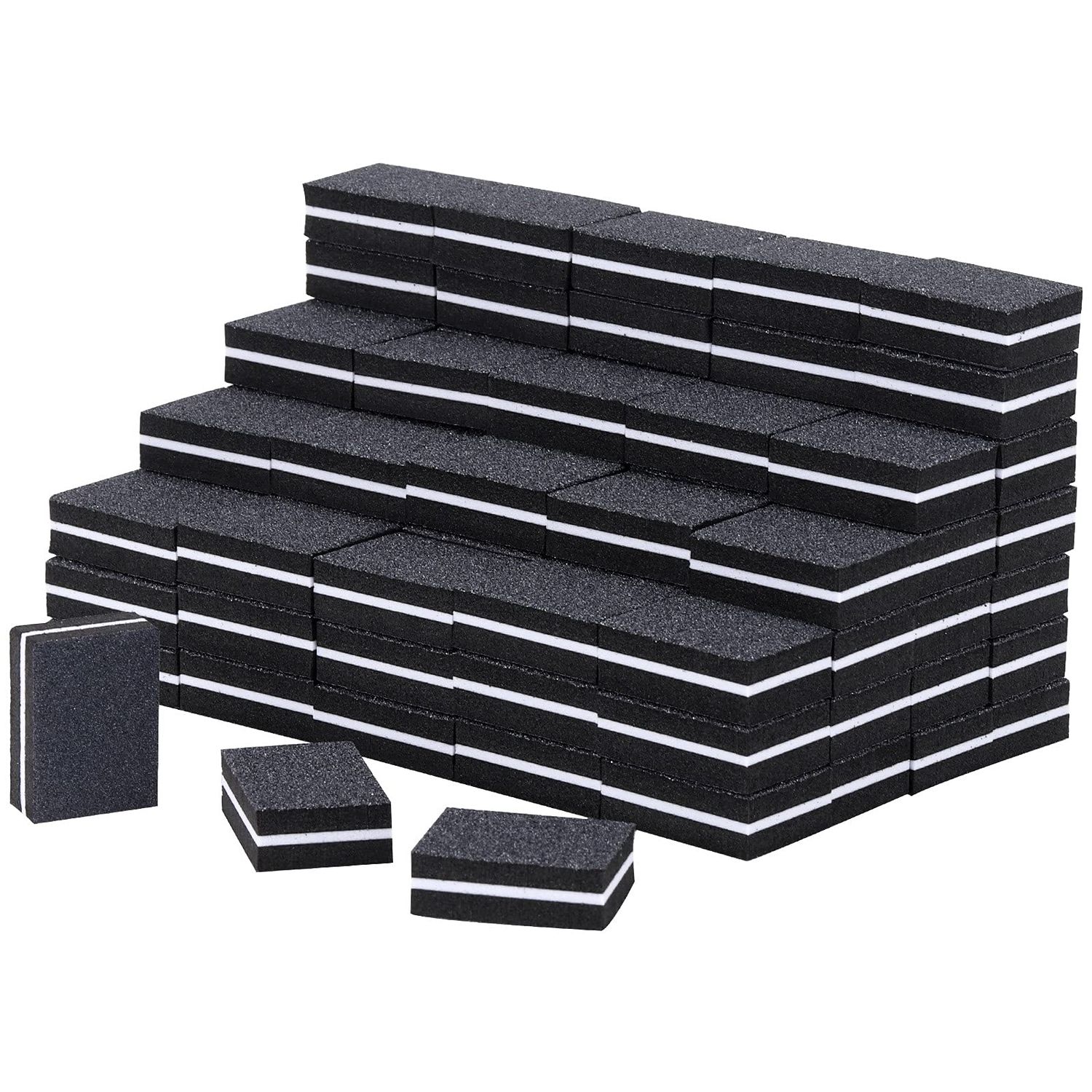 100 Pcs Mini Buffers for Nails 180/100 Grit Buffer for Acrylic Nails for Nail Care(Black)