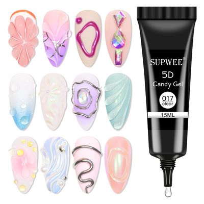 SUPWEE 3D Nail Art Gel Clear Sculpting Gel for Nail Art Design DIY 3D Embossing Gel for Painting Drawing Carving Nails Gel Nail Tube Home DIY Modeling Decoration Manicure
