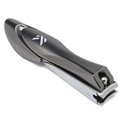 Nail Clippers with Catcher - KLIPP Heavy Duty Stainless Steel Fingernail and Toe Nail Cutter with Curved Surgical Blades and Built-in Nail File - Ergonomic Handle with Wide Jaws for Thick Nails