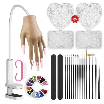 Practice Hand for Acrylic Nails - Nail Tips Wont Fall off Fake Hand - Flexible Movable Nail Practice Hand - Mannequin Hand For Nails - Nail Hand for DIY Nail Manicure