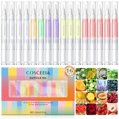 COSCELIA 16PC Cuticle Oil Pens for Nails Care Cuticle Oil Kit Moisturizer Nail Oil Tube Manicure Tools Set DIY at Home for Women