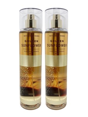 Bath and Body Works Golden Sunflower Fine Fragrance Body Mist Gift Set - Value Pack Lot of 2 (Golden Sunflower)
