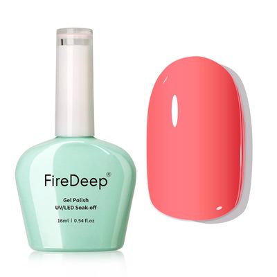 Firedeep Coral Orange Gel Nail Polish, 0.54 Fl Oz Large Bottle UV/LED Soak Off Coral Pink Gel Polish for Autumn and Winter 1Pcs