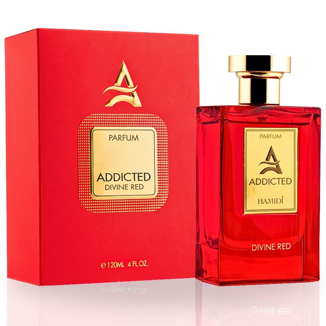 Hamidi ADDICTED DIVINE RED Perfumes for Women &amp; Men, Long Lasting perfume 120ML (4 OZ) Unisex Perfume, A Refreshing Eau de parfum, Elevate Your Senses With This Exquisite Fragrance