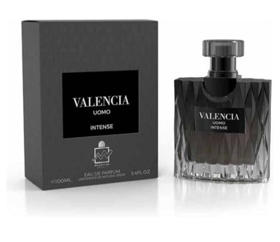 Valencia Uomo Intense Eau de Parfum, 3.4 fl oz, 100ml, Black Glass Bottle