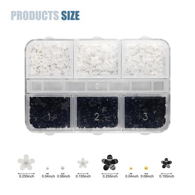 3D Flower Nail Charms,3D Flowers for Nails,More Then 600 Pcs of Mix Colors 3D Acrylic Flower Nail Art Rhinestones for Nail DIY Decorations (Black/White)