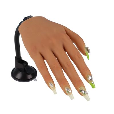 Practice Hand for Acrylic Nails with Stand Bracket, Silicone Fake Hands to Practice Fake Nails Mannequin Hand for Nails Practice and Nail Art Single Right Hand Color 4