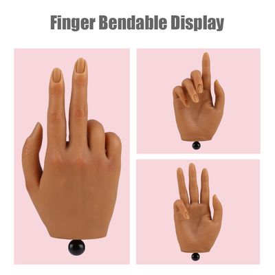 Practice Hand for Acrylic Nails with Stand Bracket, Silicone Fake Hands to Practice Fake Nails Mannequin Hand for Nails Practice and Nail Art Single Right Hand Color 4