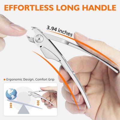 Slanted Nail Clippers for Men Thick Ingrown Nails, Large Toenail Clippers for Seniors with Wide Jaw Opening, Heavy Duty Long Handled Nail Cutter