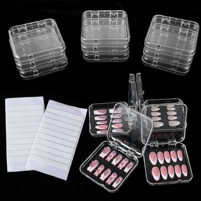 9Pack Press On Nail Storage Box with 30 Pcs Adhesive Double Sided Tape,False Nails Organizer Case Acrylic Nail Display Box for Nail Salon