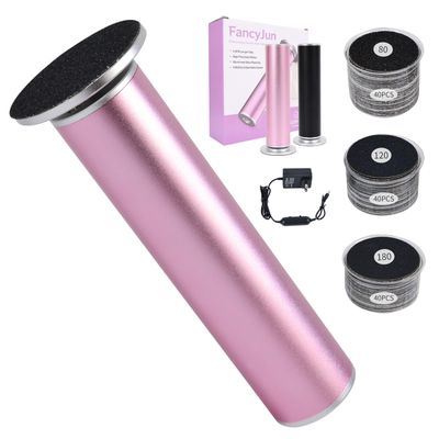 FancyJun Electric Foot Callus Remover with 120pcs Sandpaper Discs(3 Sizes), Professional 800RPM Aluminum 4.8 Inches Callus Remover for Feet, Stepless Speed Control Foot File for Dead Skin (Purple)
