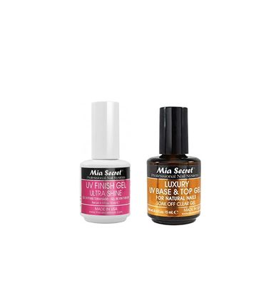 Mia Secret UV Finish Gel Ultra Shine 0.5 oz (FG-01) Luxury UV Base &amp; Top Gel 0.5 oz (FGN-02)