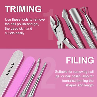 TsMADDTs Nail Tool Kit with Nail Files and Buffers, Files 100 180, Polish Buffer, Cuticle Pusher, Cuticle Nippers, Peeler, Ingrown Toenail Lifters, Manicure Pedicure Tool,13PCS