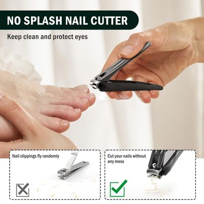 FVION Large Nail Clippers with Catcher - 2pcs Set | Anti-Splash Toenail Clipper and Finger Nail Clipper Adult for Effortless Nail Care | Self-Collecting Nail Cutters for Impeccable Nails